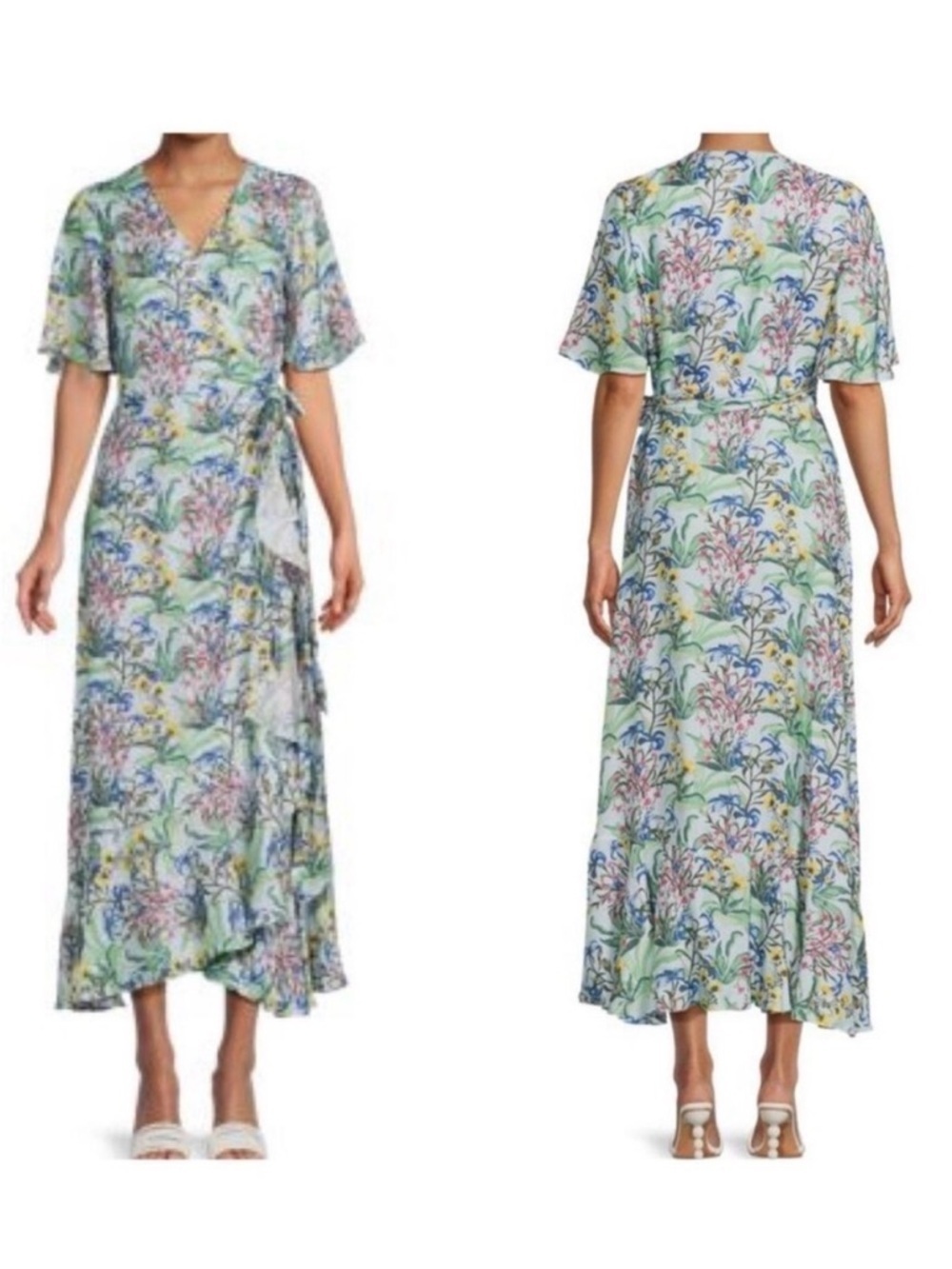 J. Mclaughlin Audette Silk Blend Floral Wrap Maxi Dress Xs